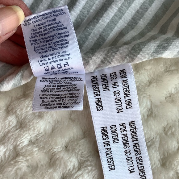 Gerber Organics Plush Grey Fox Striped Lovey Stuffed Animal Security Blanket Toy - Picture 7 of 12